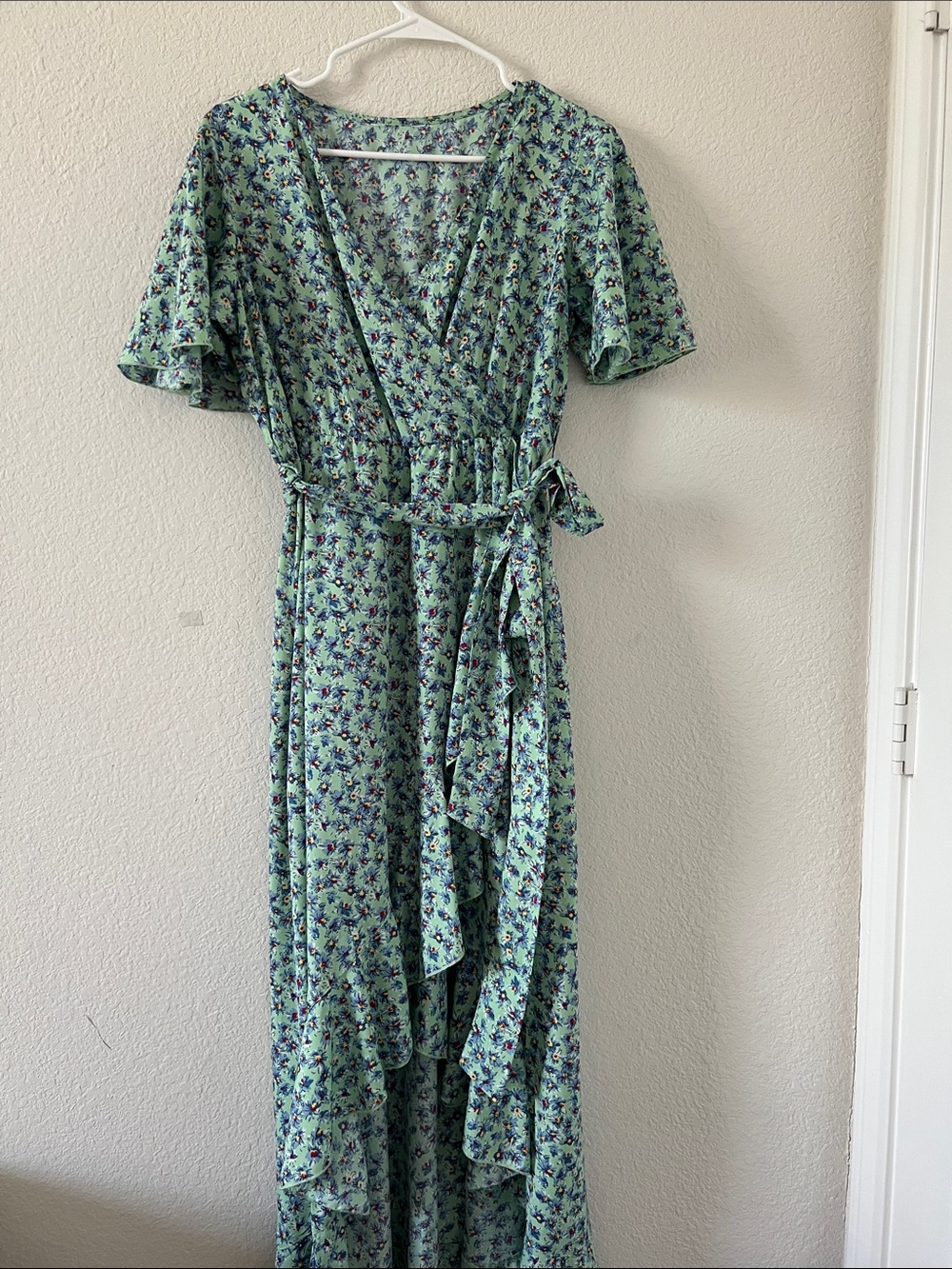 Women's Floral Wrap Maxi Dress - Green